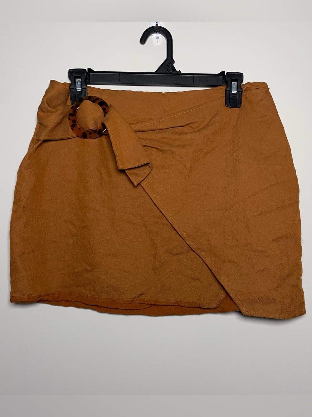 Honey punch L Cotton Blend Brown Wrap Skirt Belted Buckle Y2K